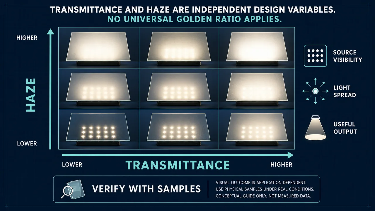 For the same luminaire, how much can actual light output differ between clear glass and fabric-textured embossed glass? 46