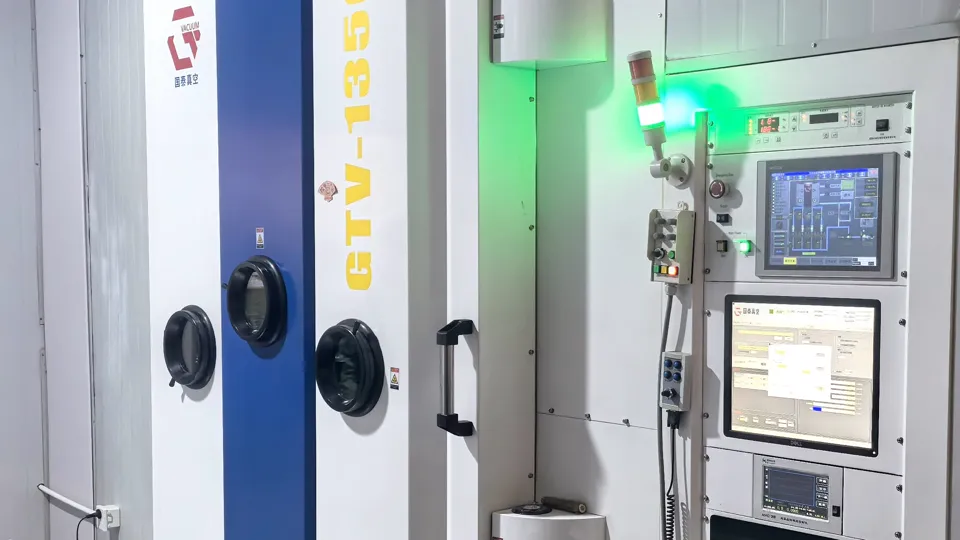 Vacuum coating equipment and control station at the production site