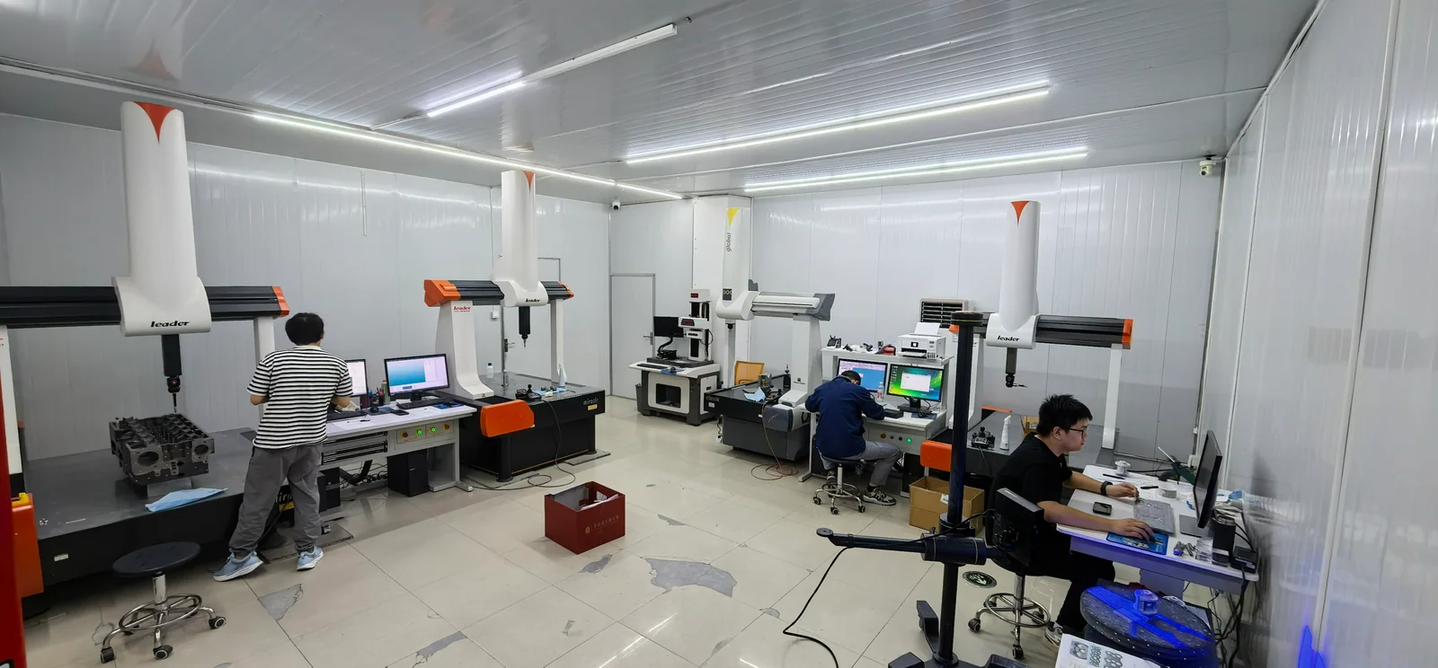 Measurement room with coordinate measuring machines and inspection workstations